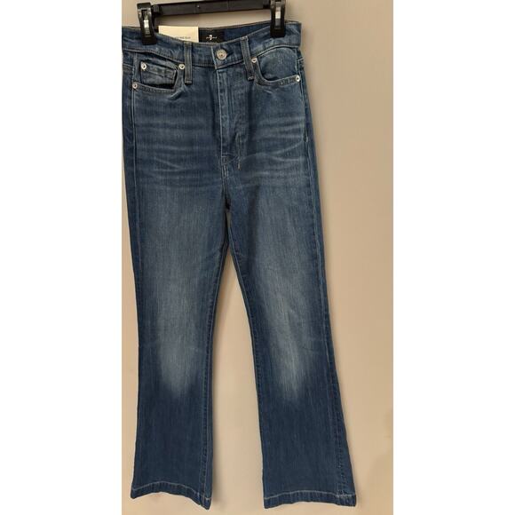 7 For All Mankind Dojo Ultrahigh Waist Flare Leg Jeans in Piney Size 24 - Picture 2 of 7